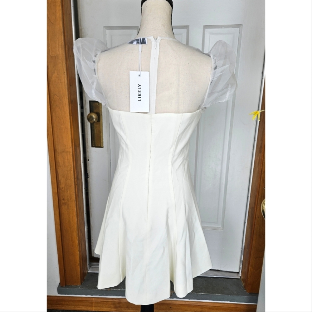 NWT LIKELY 'Fina' Puff Organza Sleeve Dress, Size 4 - Picture 7 of 13